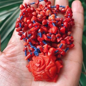 Handmade Coral Hand Knotted Necklace🌹